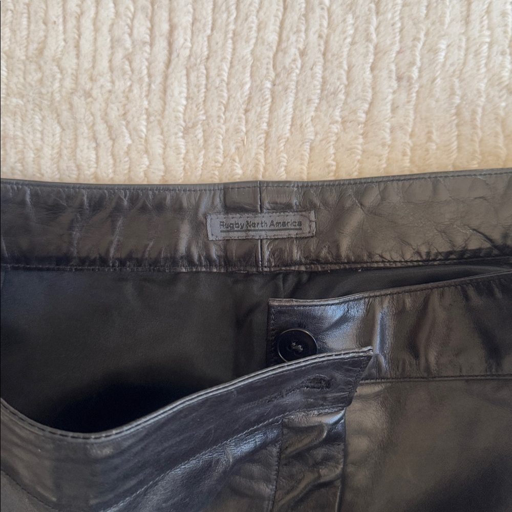 RAGBY NORTH AMERICA Genuine Leather Pants | Size 10 | Sleek Black Style - Picture 4 of 5